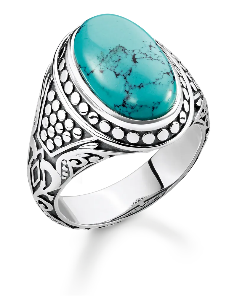 Thomas Sabo Herren Ring türkis, Sterlingsilber Silberfarben