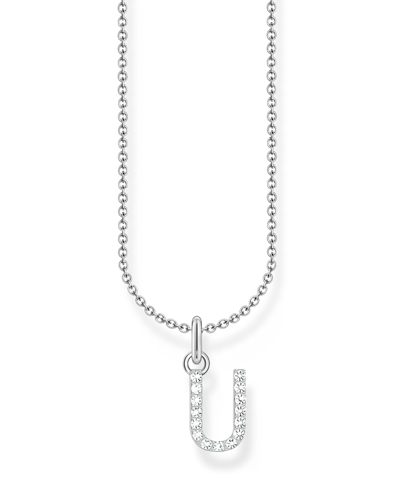 Thomas Sabo Damen Kette mit Buchstaben-Anhänger U Silber, Sterlingsilber, Charming Collection Silberfarben