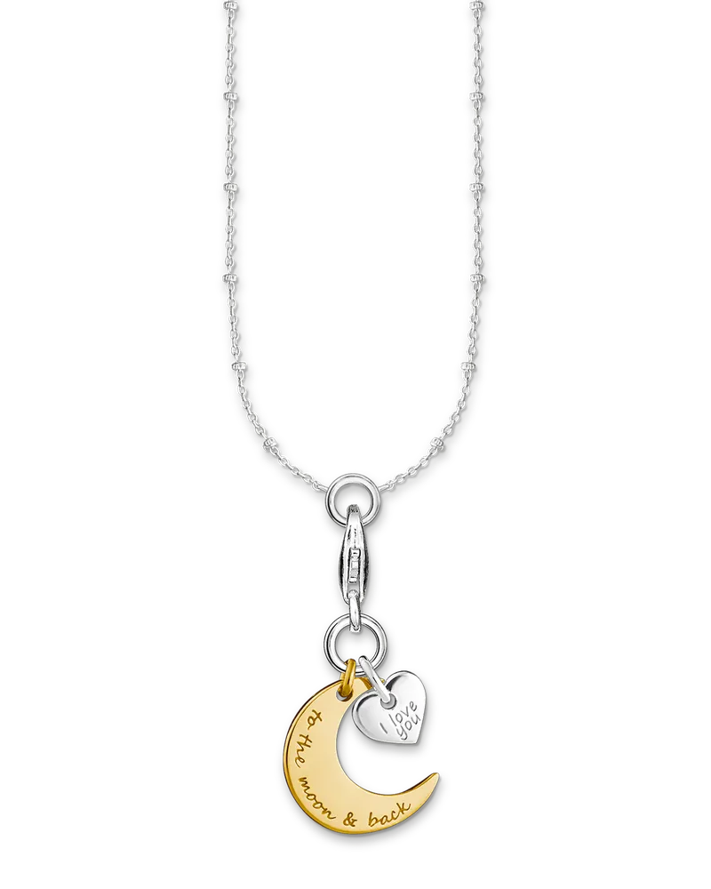 Thomas Sabo Damen Charm-Kette Mond und Herz I Love you to the moon and back, Sterlingsilber Gelbgold vergoldet, Charm Club Collection Gelbgoldfarben