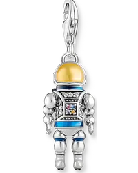 Thomas Sabo Charm-Anhänger Astronaut mit bunten Steinen Silber geschwärzt Blau