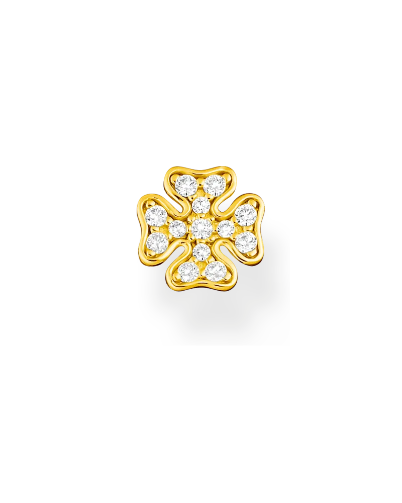 Thomas Sabo Damen Einzel Ohrstecker Kleeblatt gold, Sterlingsilber Gelbgold vergoldet, Charming Collection Gelbgoldfarben