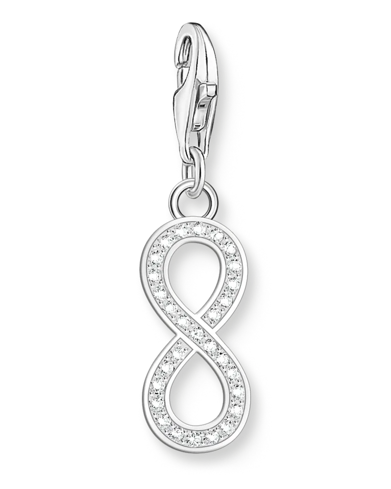 Thomas Sabo Damen Charm-Anhänger Infinity mit Zirkoniasteinen Silber, Sterlingsilber, Charm Club Collection Silberfarben