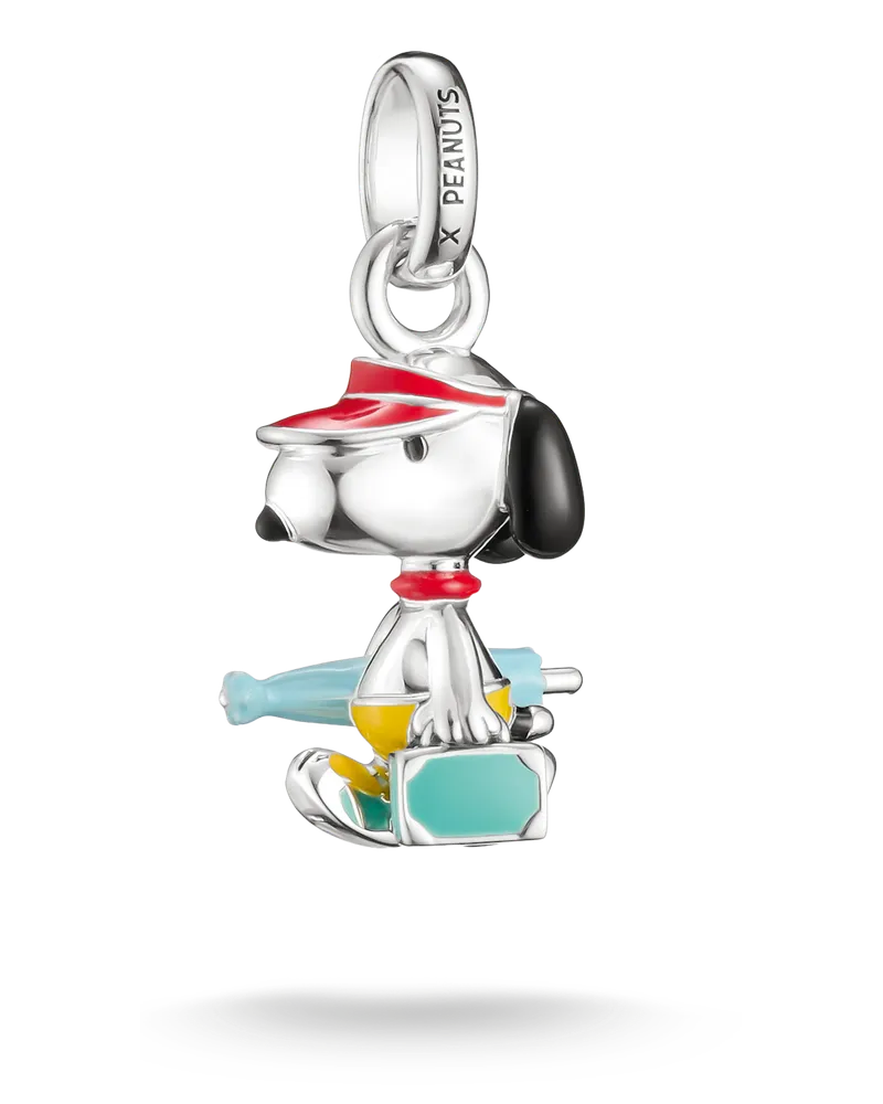 Thomas Sabo Herren Peanuts™ Charm Snoopy mit Koffer – Connect, Sterlingsilber Gelb