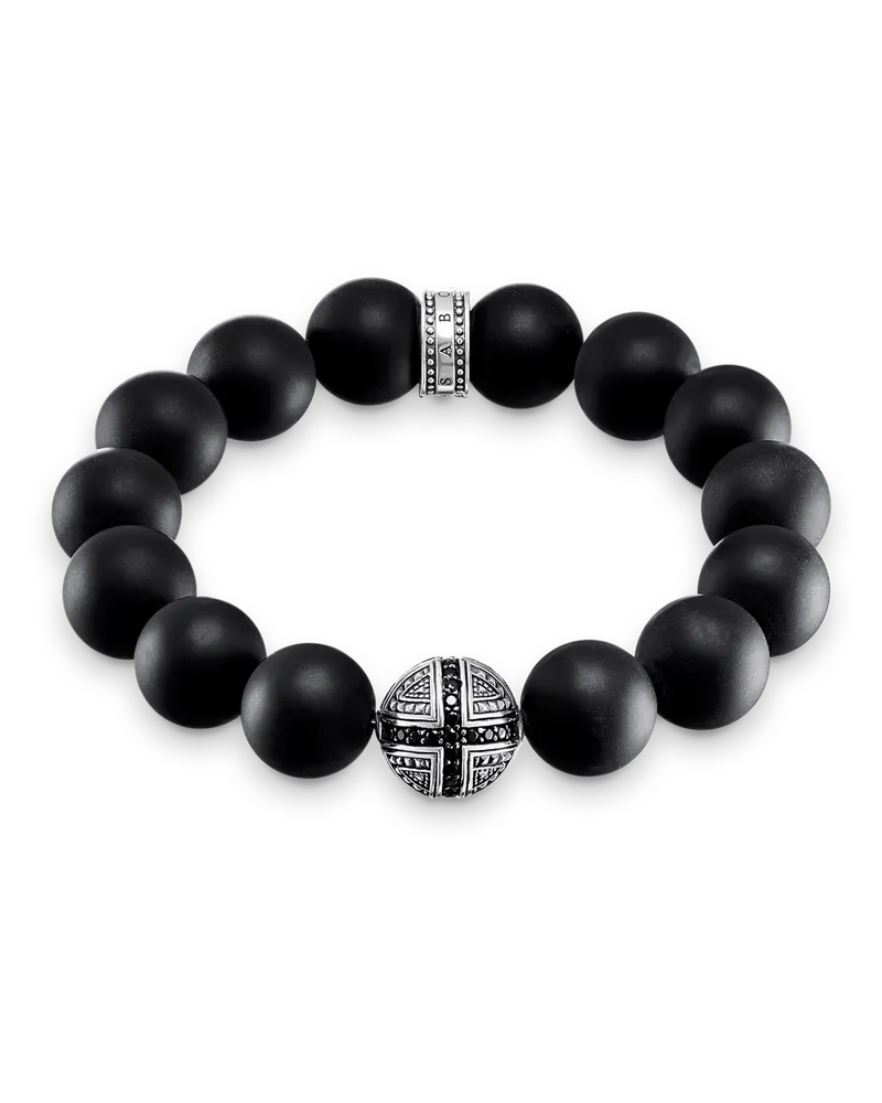 Thomas Sabo Herren Armband Power Bracelet Kreuz, Sterlingsilber Schwarz