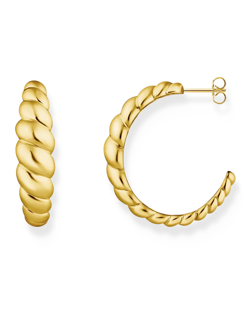 Thomas Sabo Damen Creolen organische Formen vergoldet, Sterlingsilber Gelbgold vergoldet Gelbgoldfarben