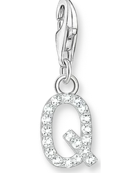 Thomas Sabo Charm-Anhänger Buchstabe Q mit weißen Steinen Silber Silberfarben