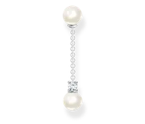 Einzel Ohrring Perlen mit weißem Stein silber