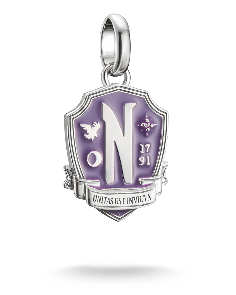 Thomas Sabo Herren Charm-Anhänger Wednesday Nevermore Emaille Connect Silber, Sterlingsilber, Charm Club Collection Silberfarben