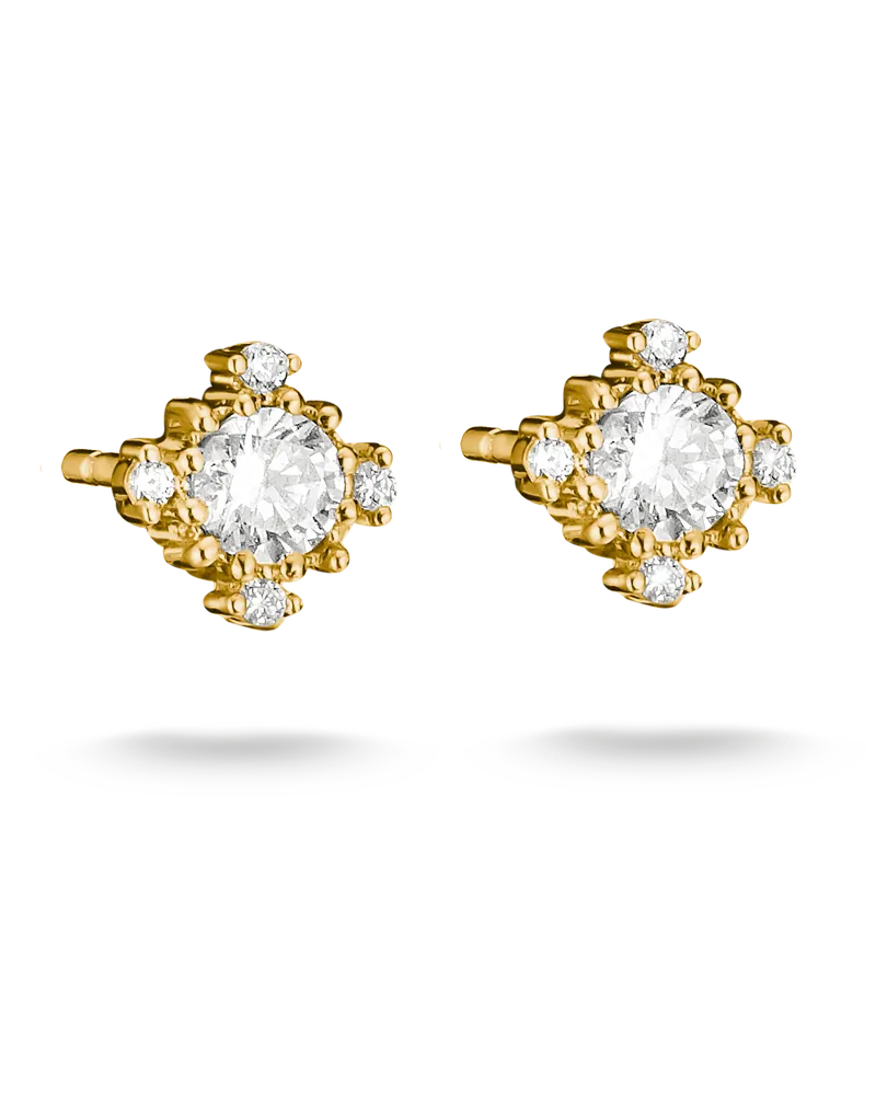 Thomas Sabo Damen Ohrstecker mit weißem Zirkonia, M01 Gelbgoldfarben