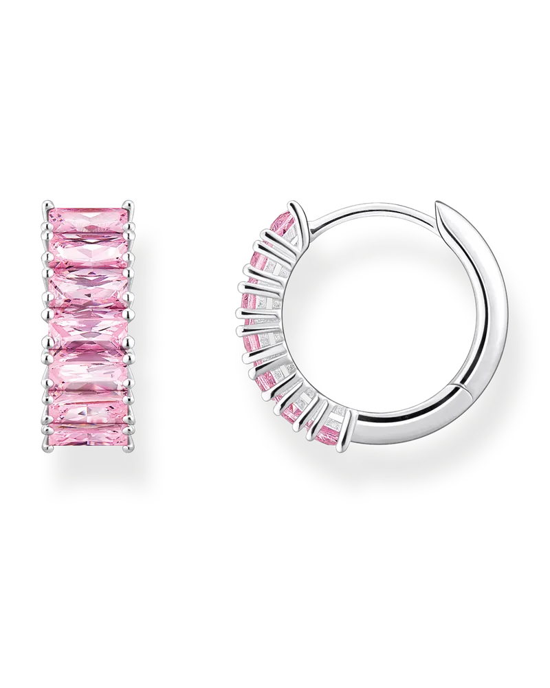 Thomas Sabo Creolen mit pinken Steinen Pavé Silber Pink