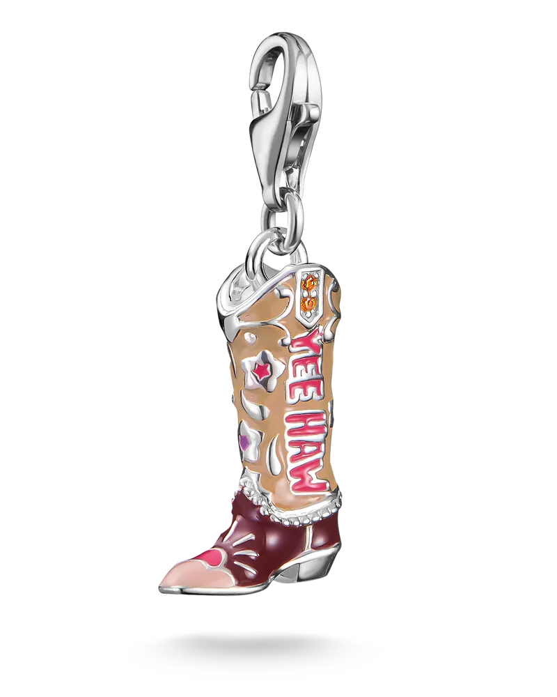 Thomas Sabo Damen Charm-Anhänger Cowboy-Stiefel Silber, Sterlingsilber, Charm Club Collection Beige