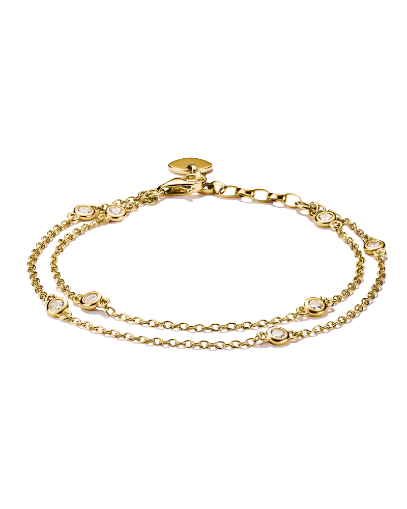 Thomas Sabo Damen Armband doppelreihig  Zirkonia 18k Vergoldung, Sterlingsilber Gelbgold vergoldet Gelbgoldfarben