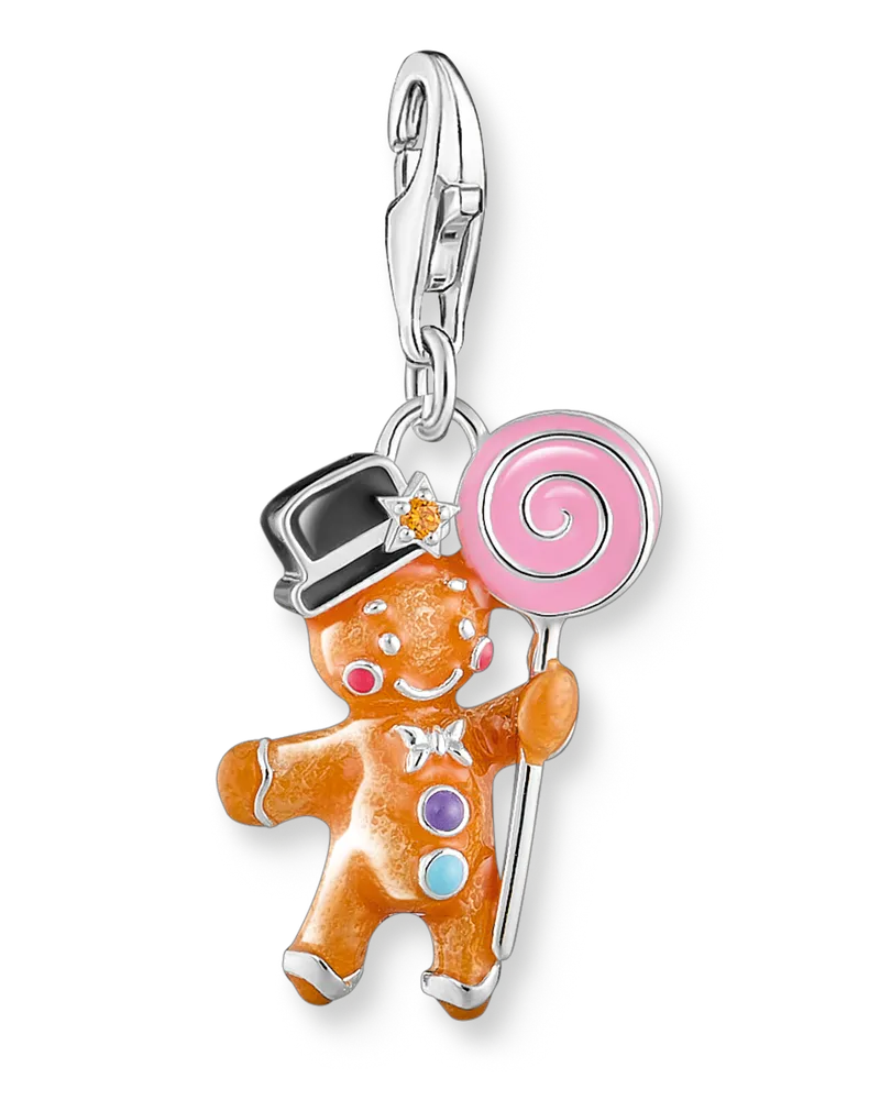 Thomas Sabo Damen Charm-Anhänger Lebkuchenmännchen Silber, Sterlingsilber, Charm Club Collection Blau
