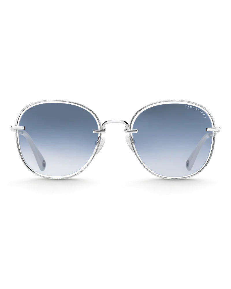 Thomas Sabo Damen Sonnenbrille Mia Quadratisch blau, Sterlingsilber geschwärzt Blau