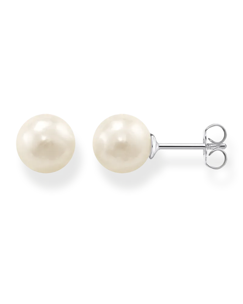 Thomas Sabo Damen Perlenohrstecker groß, Sterlingsilber Silberfarben