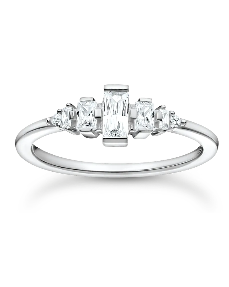 Thomas Sabo Damen Ring Vintage weiße Steine silber, Sterlingsilber, Charming Collection Silberfarben