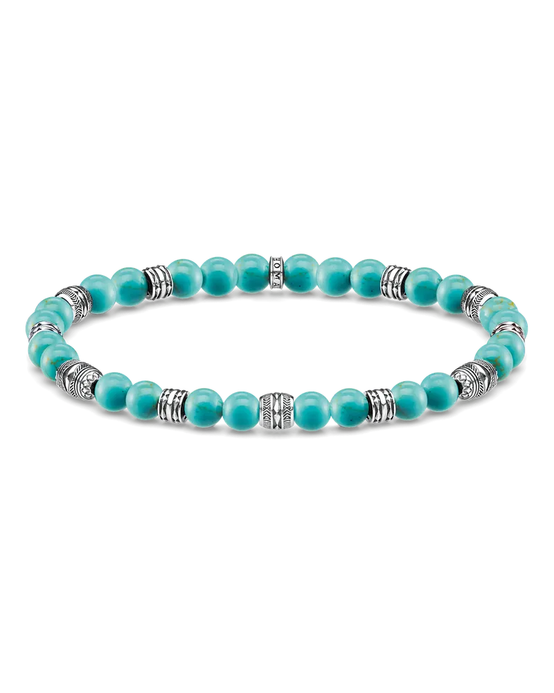 Thomas Sabo Herren Armband Talisman türkis, Sterlingsilber Silberfarben