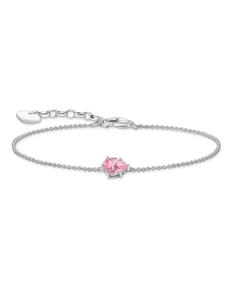 Thomas Sabo Damen Armband mit pinkfarbenem Zirkonia-Tropfen Silber, Sterlingsilber Pink