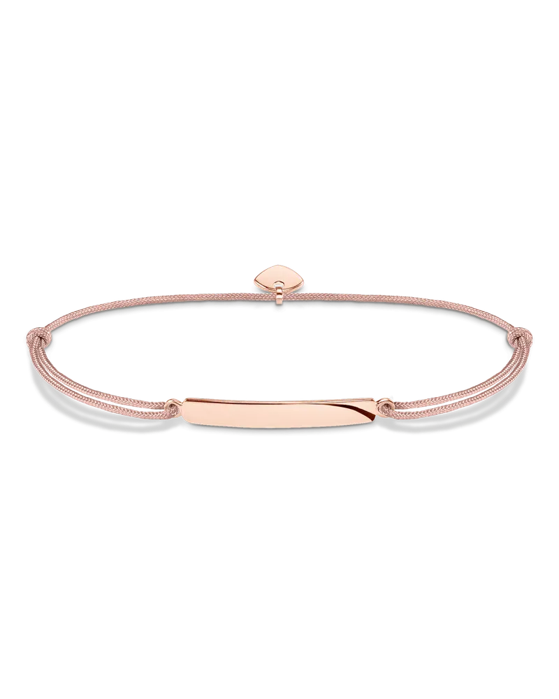 Thomas Sabo Damen Armband Little Secret klassisch mit Gravur, Sterlingsilber Roségold vergoldet Beige