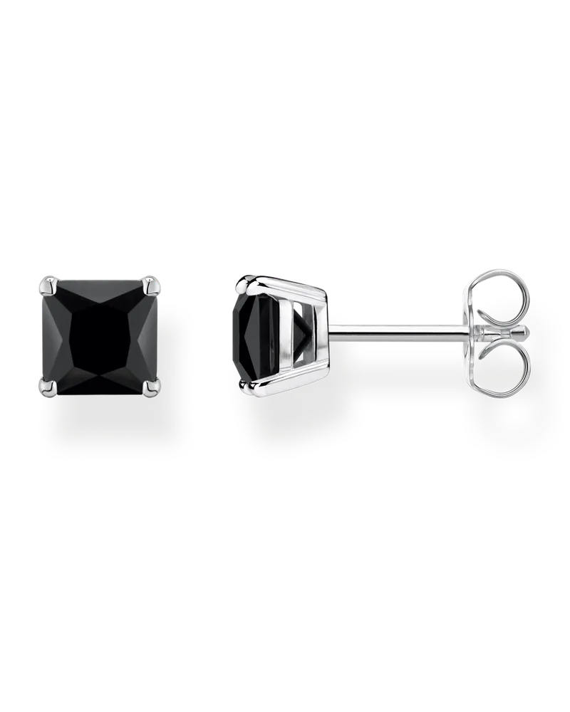 Thomas Sabo Damen Ohrstecker mit schwarzem Stein Silber, Sterlingsilber Schwarz