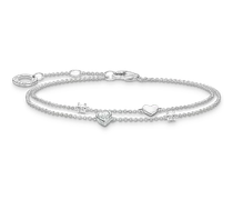 Armband mit Herzen und weiße Steine silber