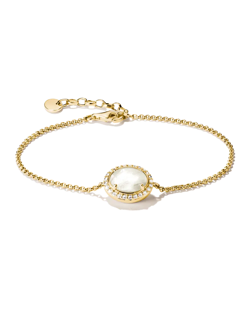 Thomas Sabo Damen Armband mit Perlmutt und weißem Zirkonia, M01 Gelbgoldfarben