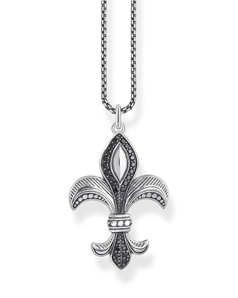 Thomas Sabo Herren Kette Bourbonische Lilie, Sterlingsilber Schwarz