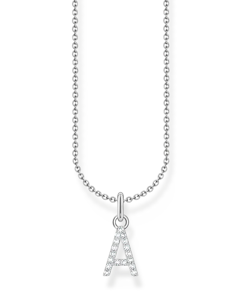 Thomas Sabo Damen Kette mit Buchstaben-Anhänger A Silber, Sterlingsilber, Charming Collection Silberfarben
