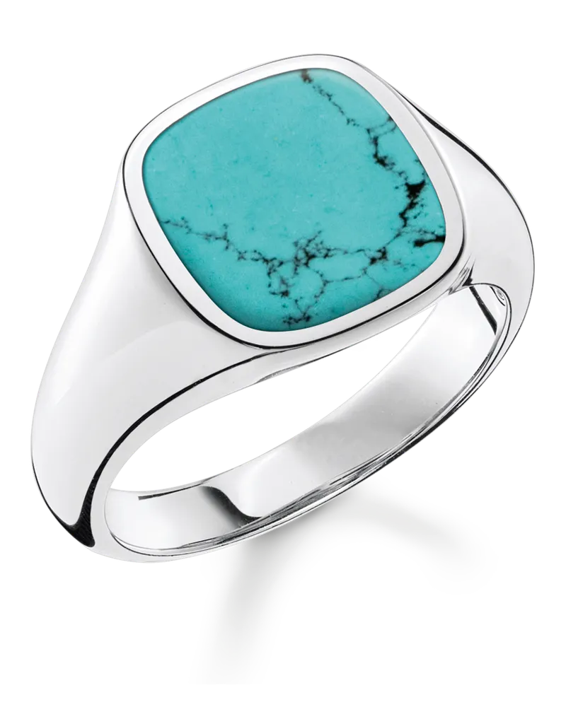 Thomas Sabo Herren Ring klassisch türkis, Sterlingsilber Silberfarben