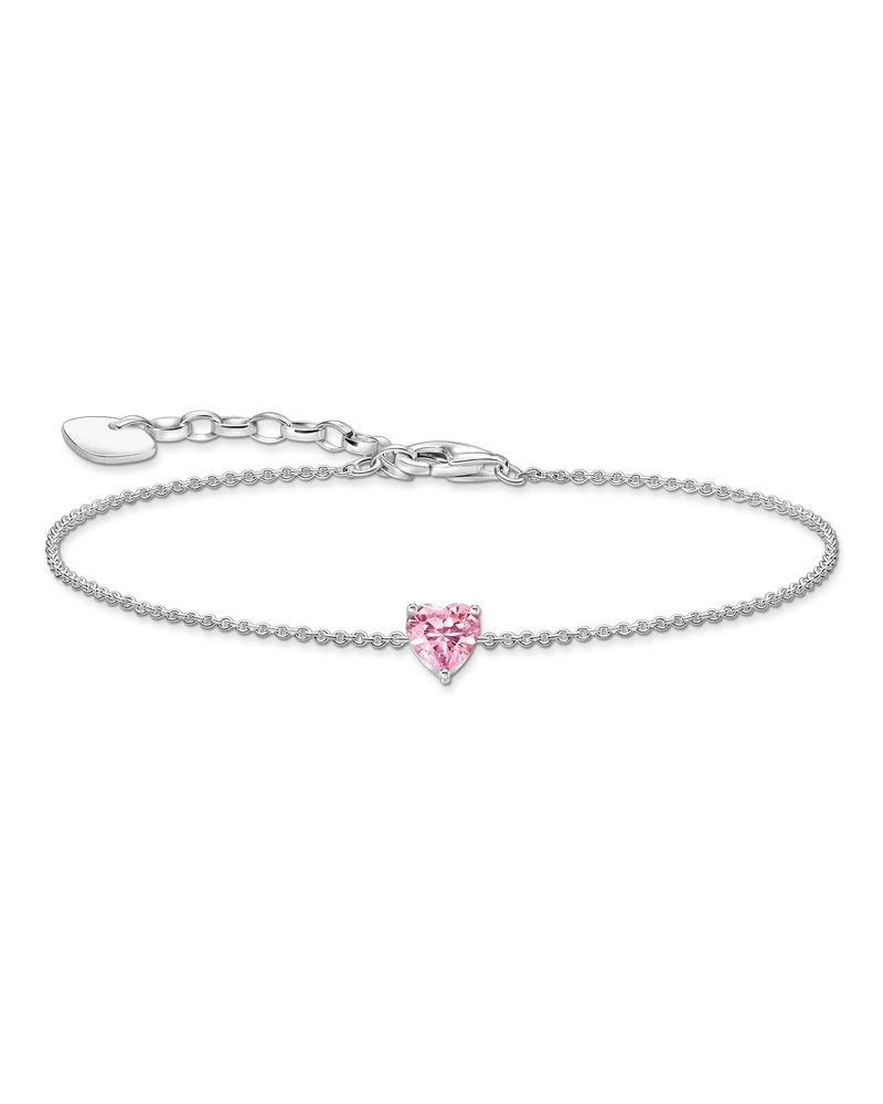 Thomas Sabo Damen Armband mit pinkfarbenem Zirkonia-Herz Silber, Sterlingsilber Pink