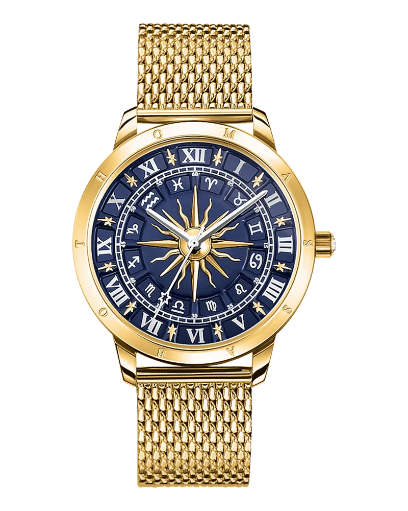 Thomas Sabo Damen Damenuhr Glam Spirit Astrouhr blau gelbgoldfarben, Edelstahl Gelbgoldfarben