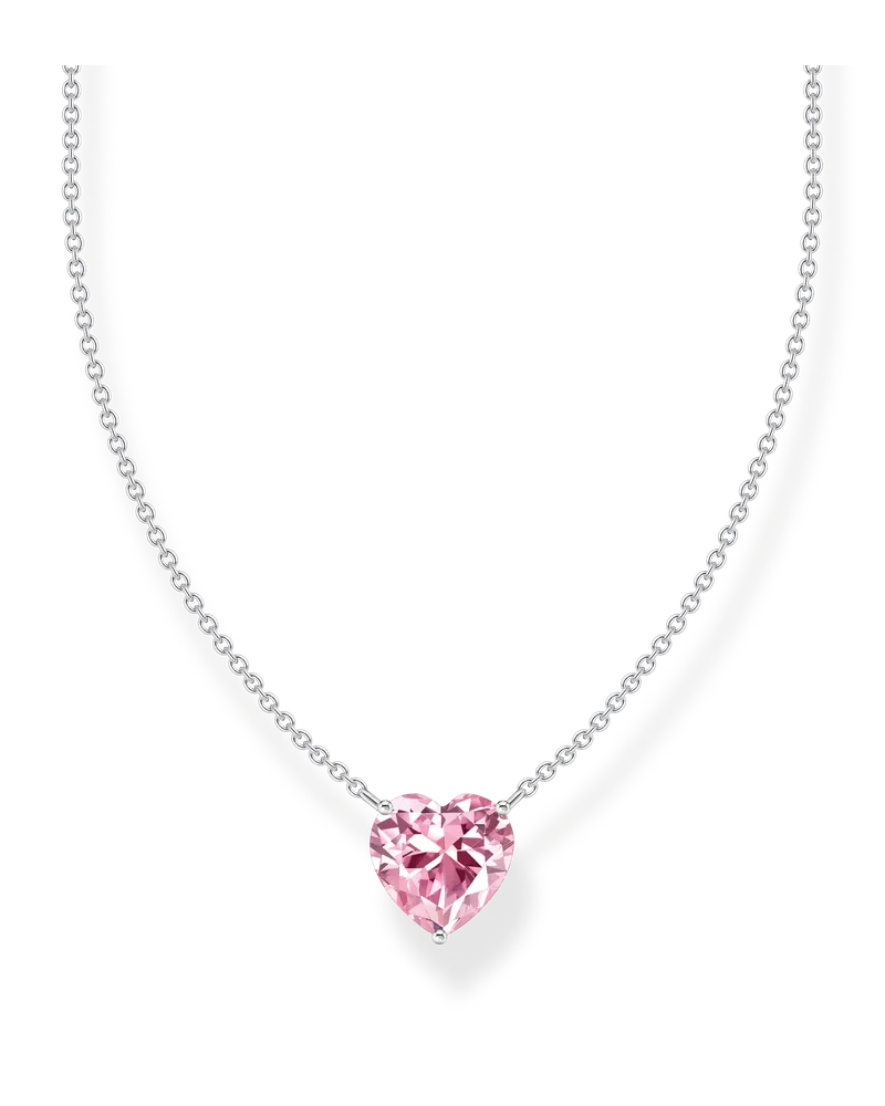 Thomas Sabo Damen Kette mit pinkfarbenem Herz-Anhänger Silber, Sterlingsilber Pink