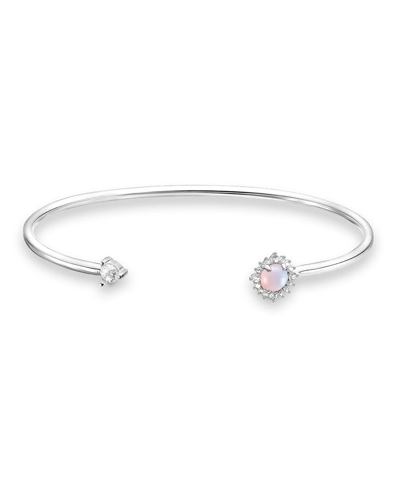 Thomas Sabo Damen Armreif Pfeil opalfarbener Stein rosa schimmernd, Sterlingsilber, Charming Collection Pink