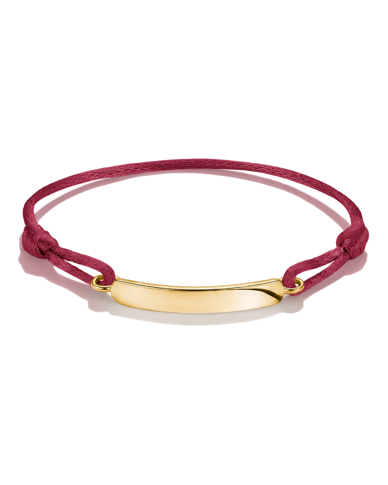 Thomas Sabo Damen Textilarmband gravierbar dunkelrot, M03 Gelbgoldfarben