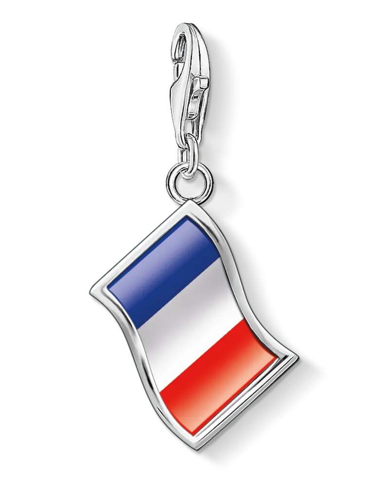 Thomas Sabo Damen Charm-Anhänger französische Flagge Silber, Sterlingsilber, Charm Club Collection Blau