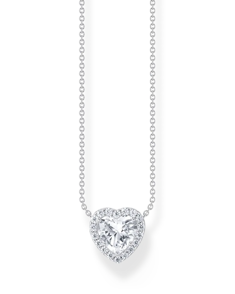 Thomas Sabo Damen Kette mit Halo-Anhänger in Herzform Silber, Sterlingsilber Silberfarben