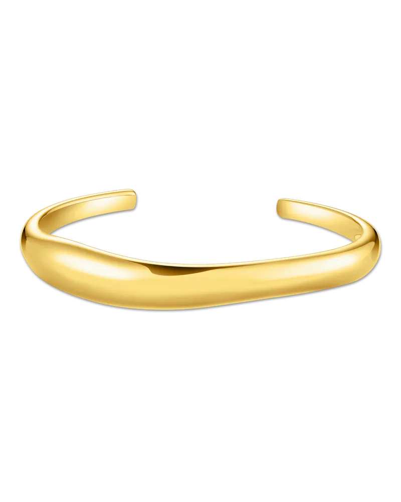 Thomas Sabo Damen Armreif mit geschwungener Form vergoldet, Sterlingsilber Gelbgold vergoldet Gelbgoldfarben