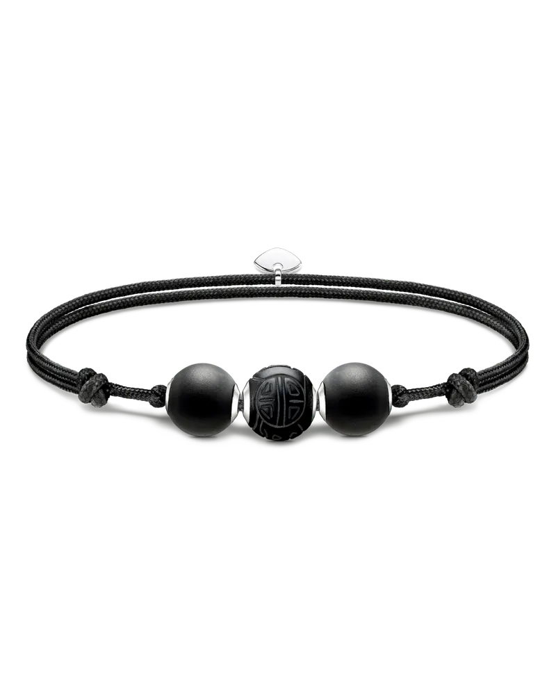 Thomas Sabo Armband Karma Secret mit schwarzen Obsidian Beads mattiert Schwarz