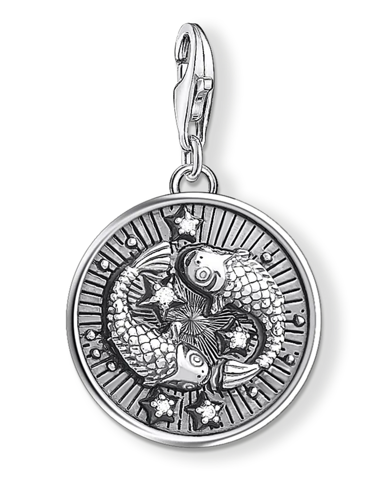 Thomas Sabo Herren Charm-Anhänger Sternzeichen Fische, Sterlingsilber, Charm Club Collection Silberfarben