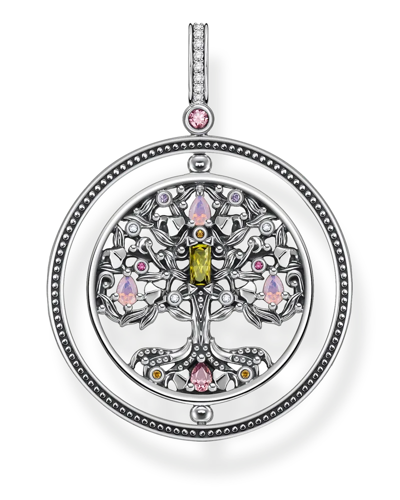 Thomas Sabo Damen Anhänger Baum der Liebe silber farbige Steine, Sterlingsilber geschwärzt Blau