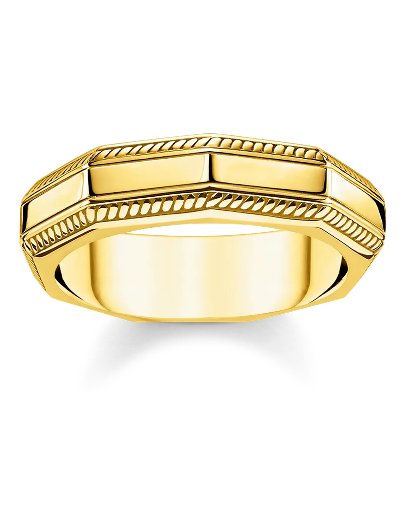 Thomas Sabo Herren Ring Eckig gold, Sterlingsilber Gelbgold vergoldet Gelbgoldfarben