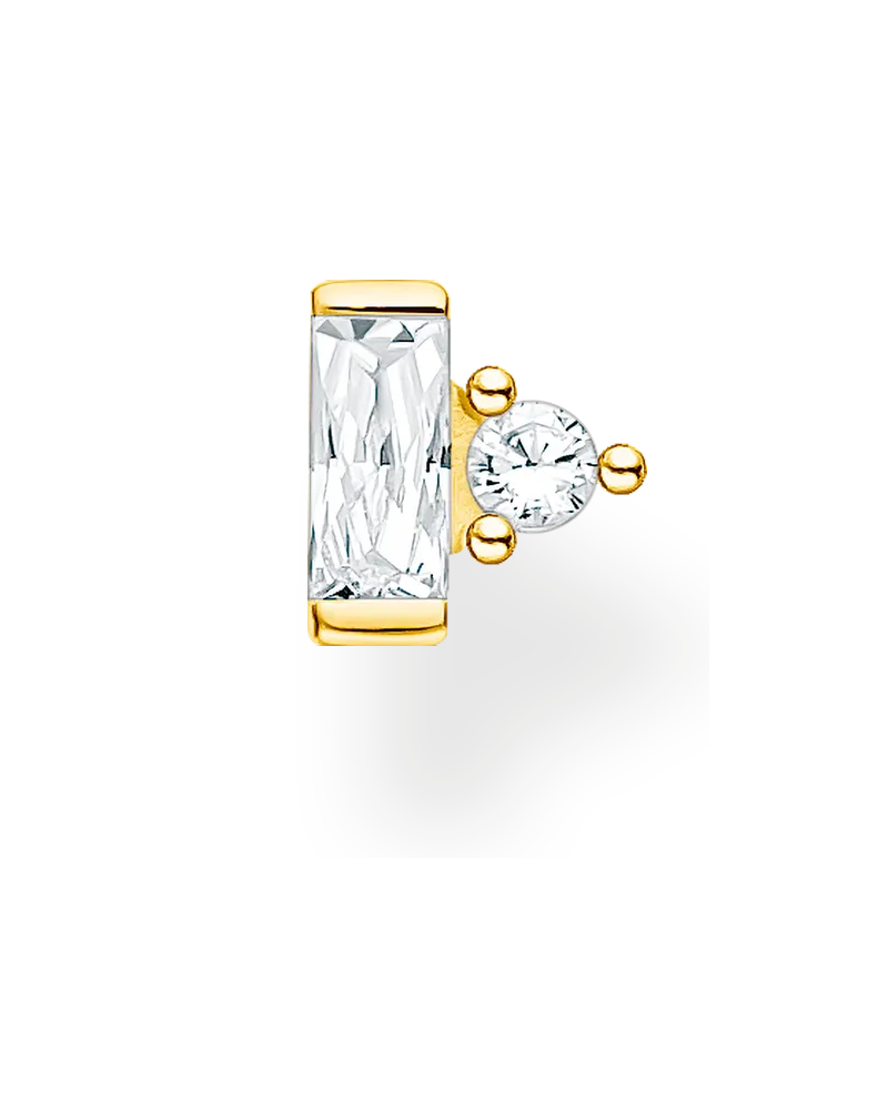 Thomas Sabo Damen Einzel Ohrstecker weißer Stein gold, Sterlingsilber Gelbgold vergoldet, Charming Collection Gelbgoldfarben
