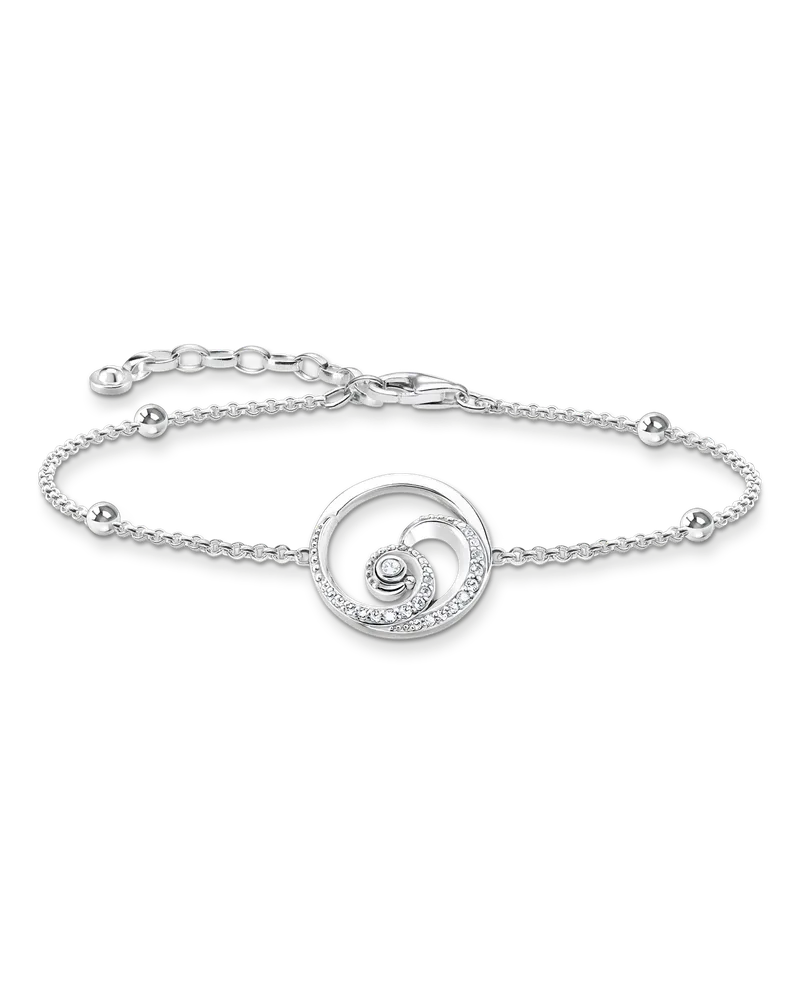 Thomas Sabo Damen Armband Welle mit Steinen, Sterlingsilber Silberfarben