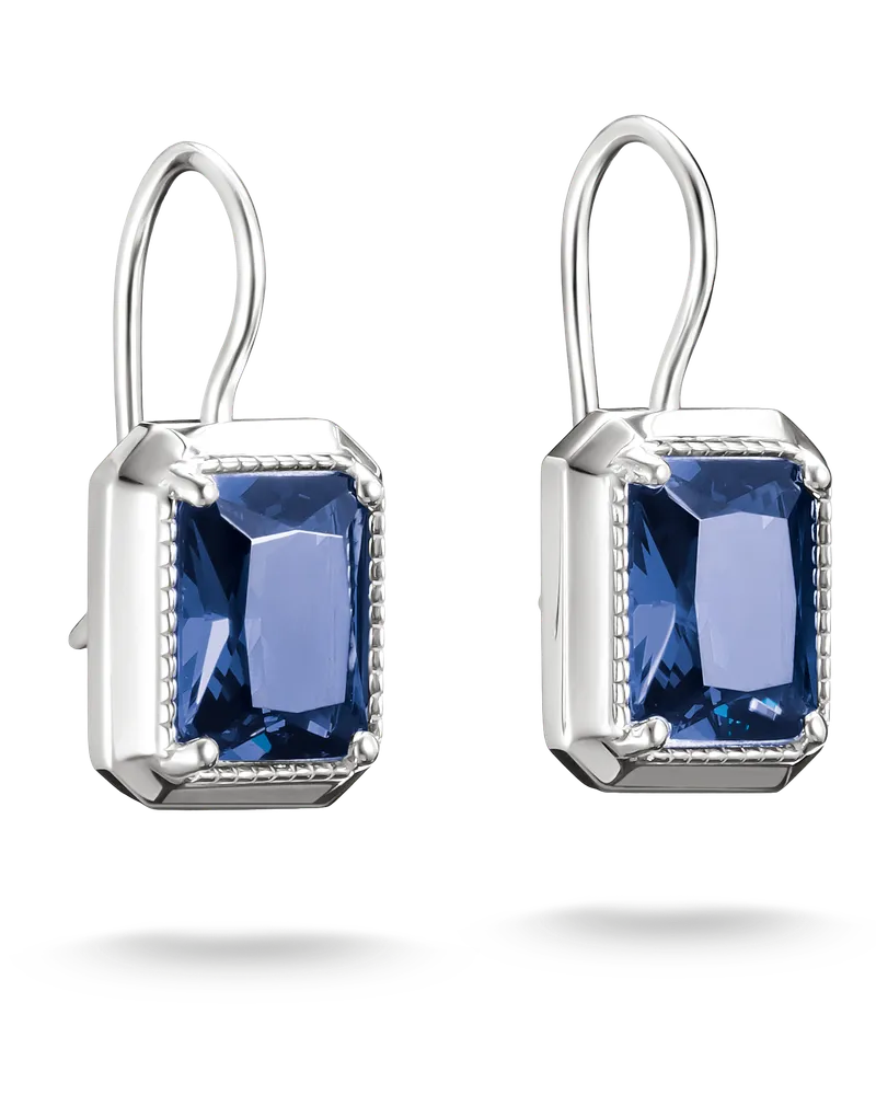 Thomas Sabo Damen Ohrringe mit blauem Nanokristall im Oktagonschliff, Sterlingsilber Blau