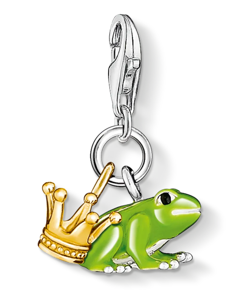 Thomas Sabo Damen Charm-Anhänger Froschkönig, Sterlingsilber Gelbgold vergoldet, Charm Club Collection Gelbgoldfarben