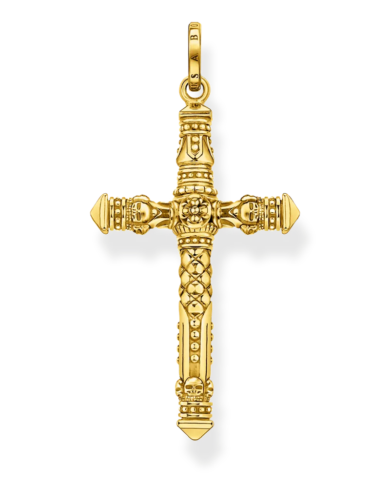 Thomas Sabo Herren Anhänger Kreuz gold, Sterlingsilber Gelbgold vergoldet Gelbgoldfarben