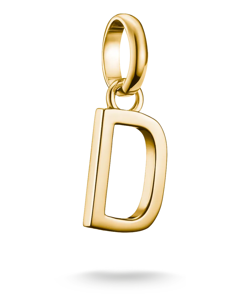 Thomas Sabo Damen Charm-Anhänger Buchstabe D Connect vergoldet, Sterlingsilber Gelbgold vergoldet Gelbgoldfarben