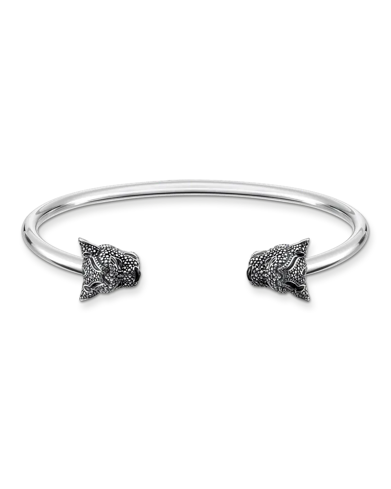 Thomas Sabo Herren Armreif Black Cat, Sterlingsilber Schwarz