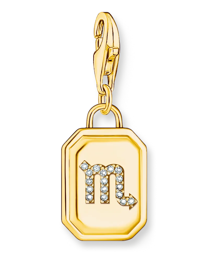 Thomas Sabo Damen Charm-Anhänger Sternzeichen Skorpion mit Steinen vergoldet, Sterlingsilber Gelbgold vergoldet, Charm Club Collection Gelbgoldfarben