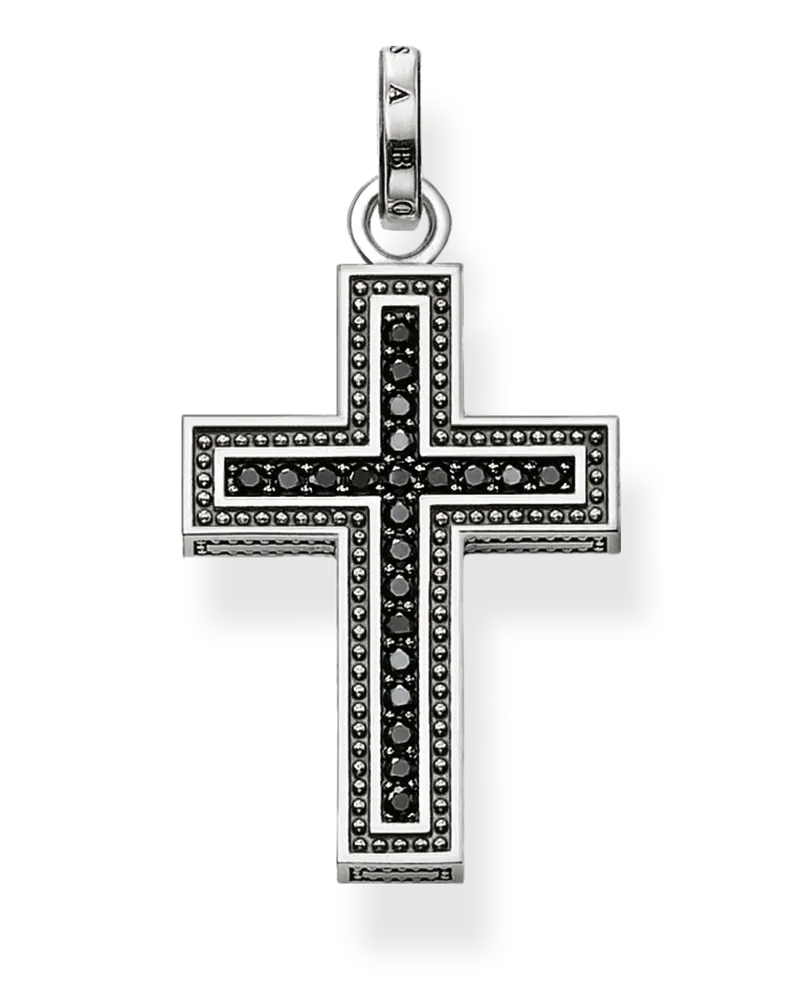 Thomas Sabo Herren Anhänger schwarzes Kreuz Pavé, Sterlingsilber Schwarz